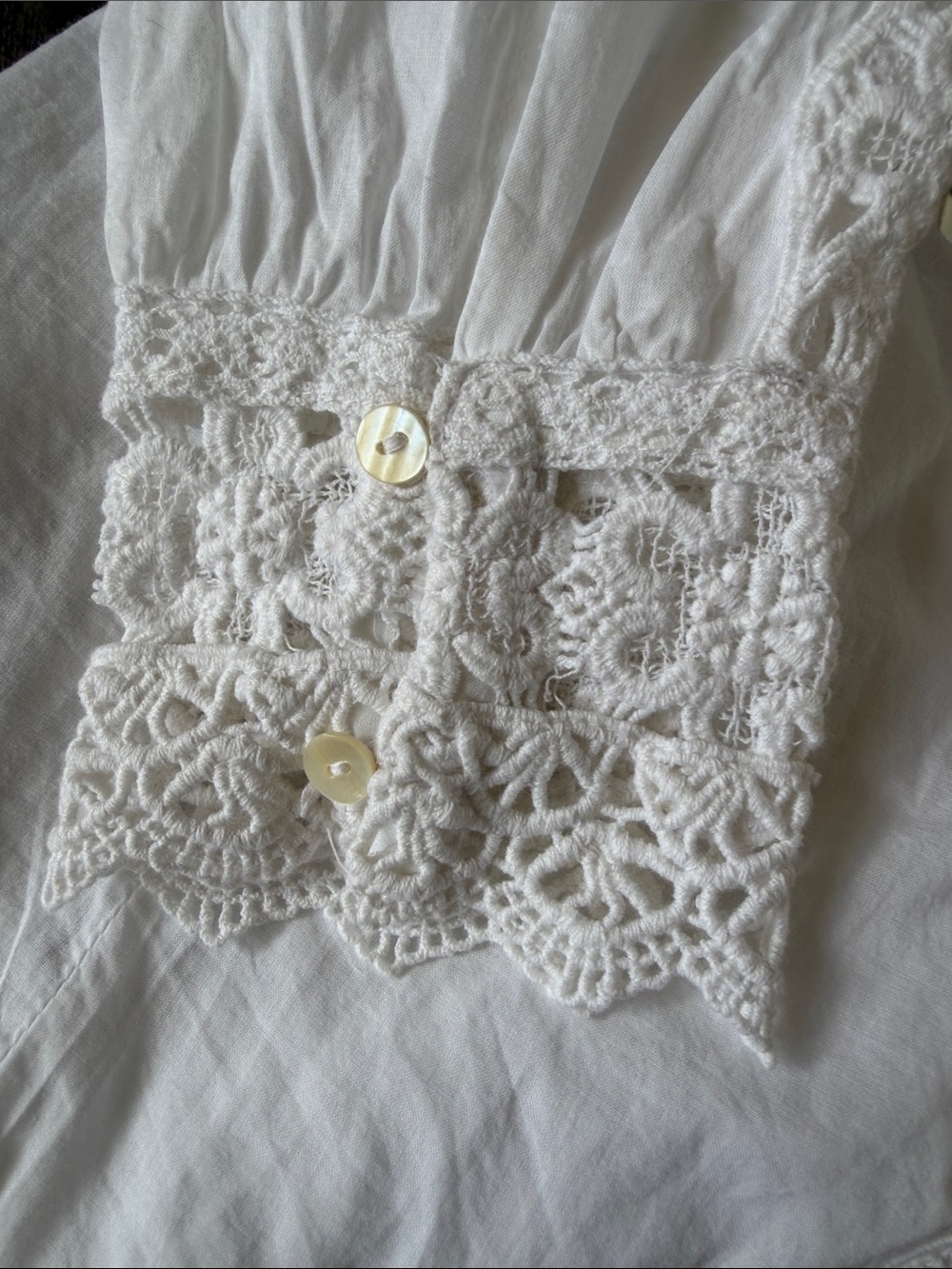 Women's White Lace-Trim Button-Down Shirt - Picture 8 of 11